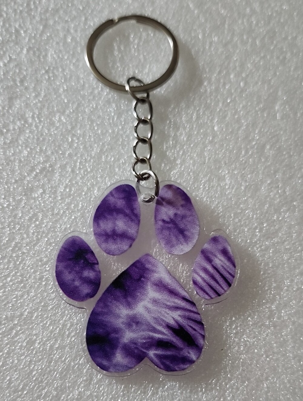 Hand Crafted Purple Paw Print Keychain